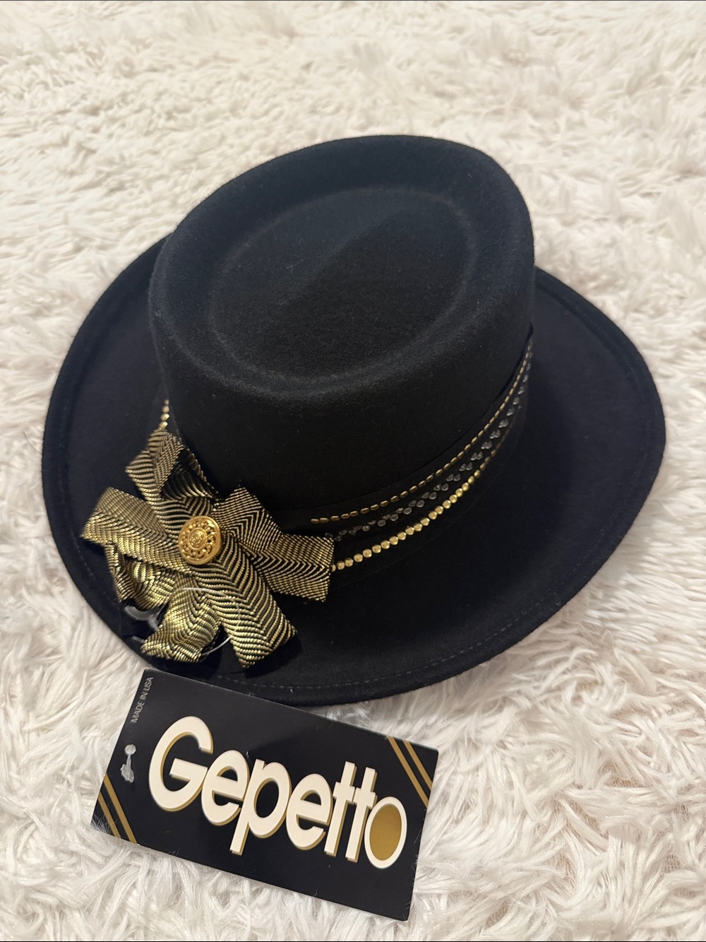 Gepetto brand structured black hat NWT